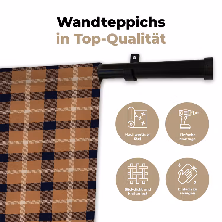 Plaid - Patroon - Vierkant - Bruin Wandkleed katoen klein 269 -tsfeer2_DE