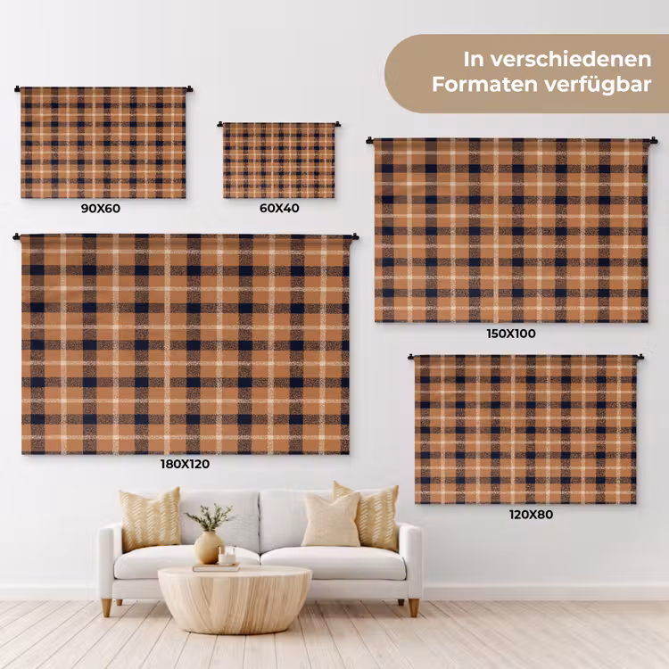 Plaid - Patroon - Vierkant - Bruin Wandkleed katoen klein 269 -tsfeer8_DE