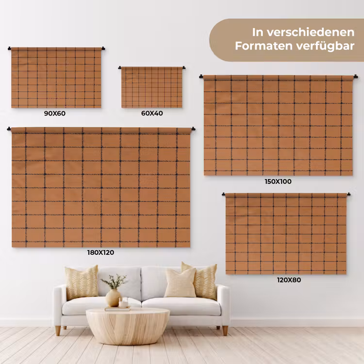 Plaid - Patroon - Vierkant - Bruin Wandkleed katoen klein 269 -tsfeer8_DE