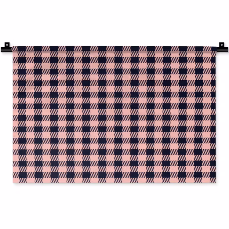 Plaid - Patroon - Roze - Zwart Wandkleed katoen klein 269 -zz3d