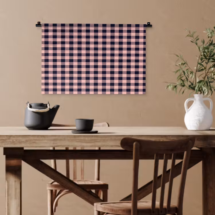 Plaid - Patroon - Roze - Zwart Wandkleed katoen klein 269 -sfeer6
