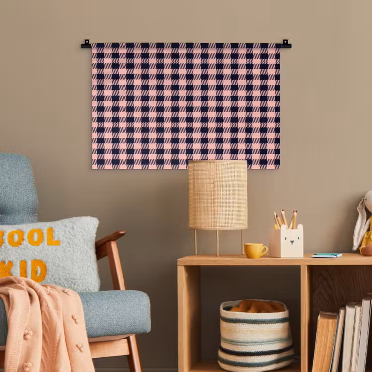 Plaid - Patroon - Roze - Zwart Wandkleed katoen klein 269 -wsfeer4_kind