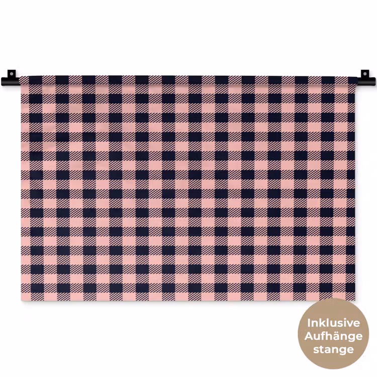 Plaid - Patroon - Roze - Zwart Wandkleed katoen klein 269 -t3d_DE