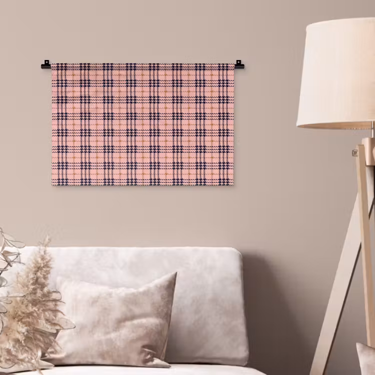 Plaid - Patroon - Schotse - Roze Wandkleed katoen klein 269 -sfeer4