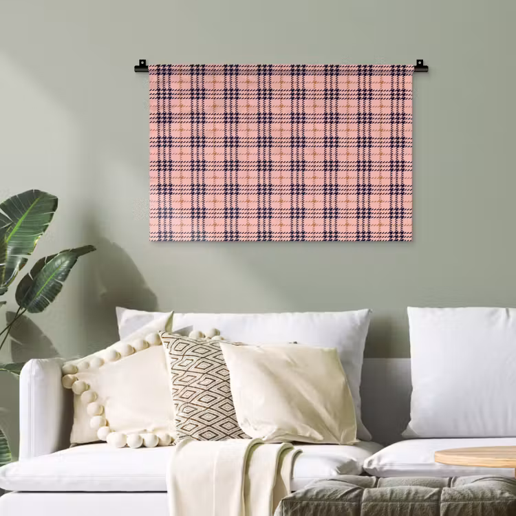 Plaid - Patroon - Schotse - Roze Wandkleed katoen klein 269 -sfeer7