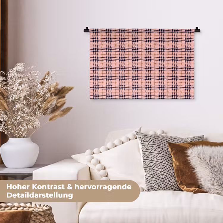 Plaid - Patroon - Schotse - Roze Wandkleed katoen klein 269 -tsfeer1_DE
