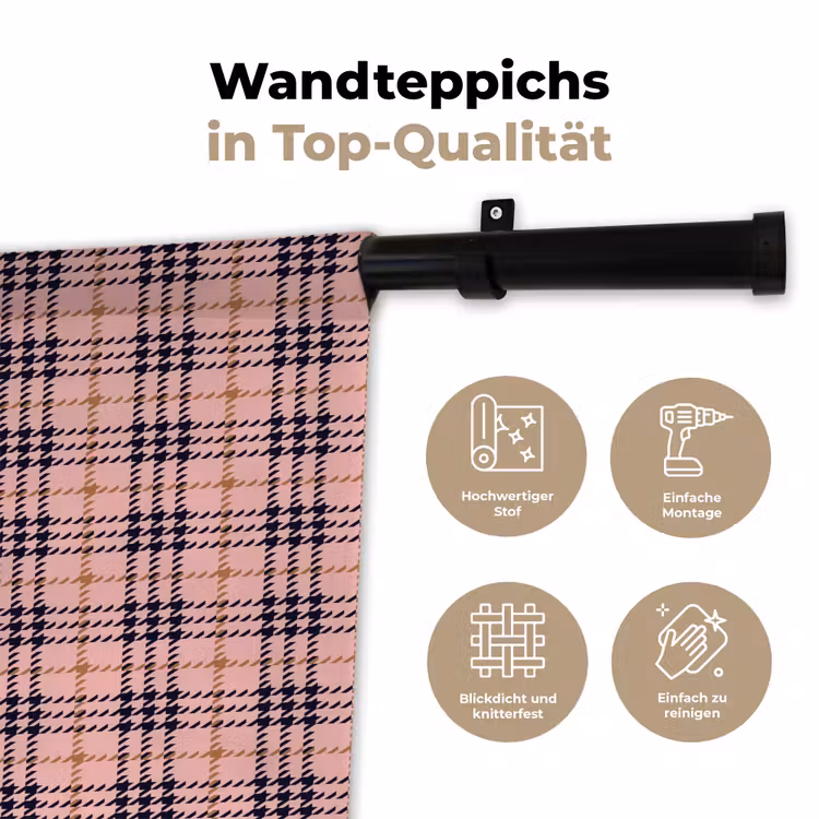 Plaid - Patroon - Schotse - Roze Wandkleed katoen klein 269 -tsfeer2_DE