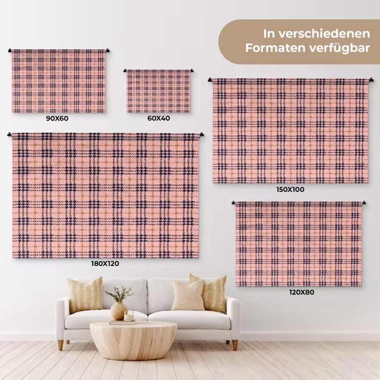 Plaid - Patroon - Schotse - Roze Wandkleed katoen klein 269 -tsfeer8_DE