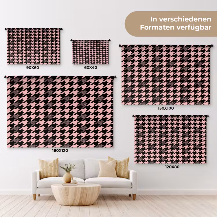 Plaid - Patroon - Zwart - Roze Wandkleed katoen klein 269 -tsfeer8_DE