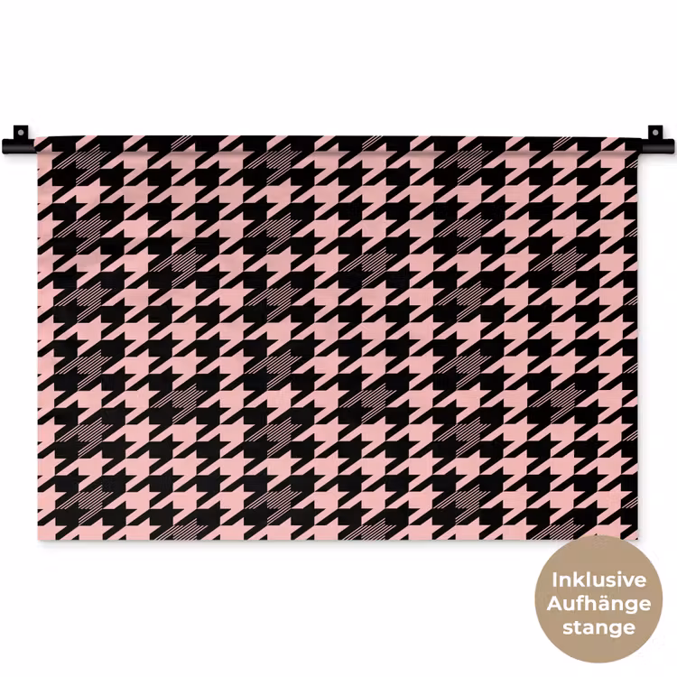 Plaid - Patroon - Zwart - Roze Wandkleed katoen klein 269 -t3d_DE