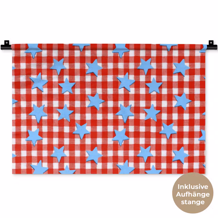 Ruit - Sterren - Rood Wandkleed katoen klein 269 -t3d_DE