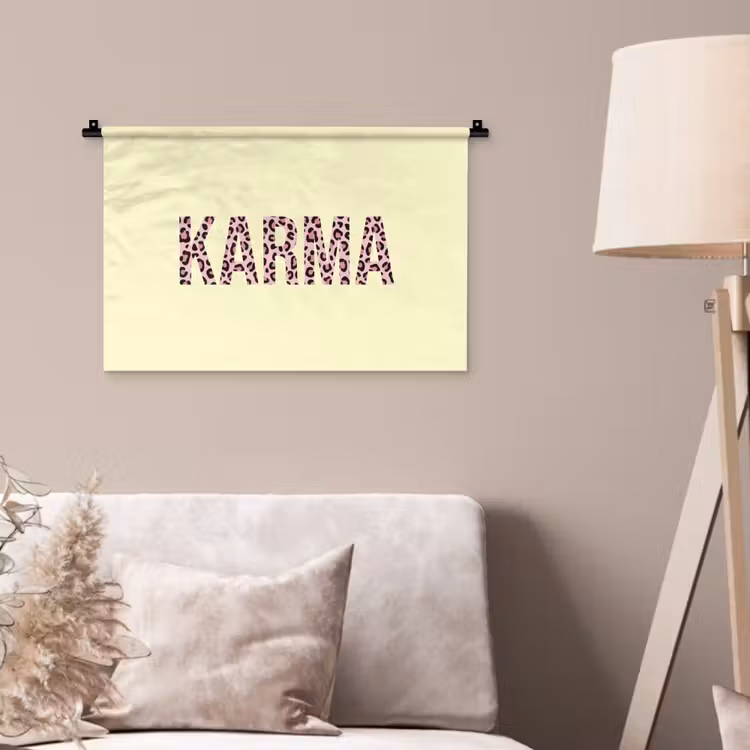 Karma - Luipaardprint - Geel Wandkleed katoen klein -sfeer4