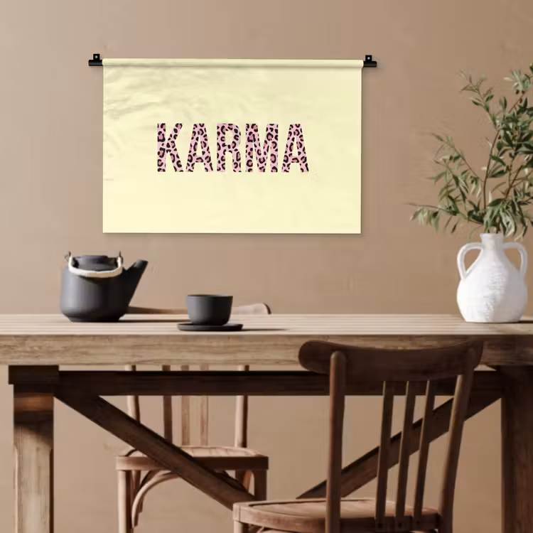 Karma - Luipaardprint - Geel Wandkleed katoen klein -sfeer6