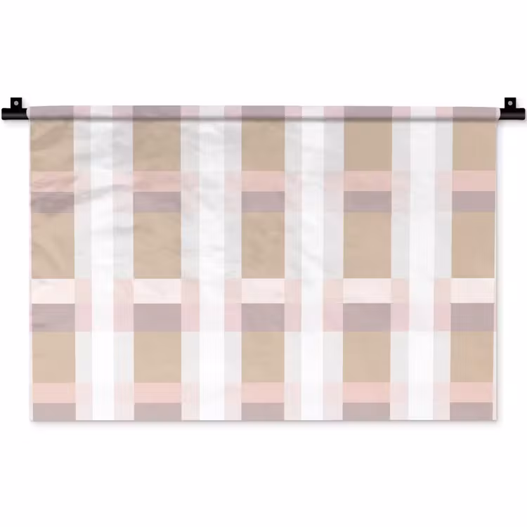 Ruitpatroon - Aardetinten - Minimalistisch Wandkleed katoen klein 269 -zz3d