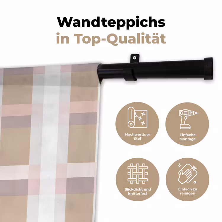 Ruitpatroon - Aardetinten - Minimalistisch Wandkleed katoen klein 269 -tsfeer2_DE