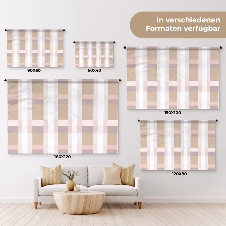 Ruitpatroon - Aardetinten - Minimalistisch Wandkleed katoen klein 269 -tsfeer8_DE