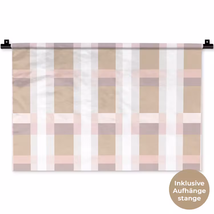Ruitpatroon - Aardetinten - Minimalistisch Wandkleed katoen klein 269 -t3d_DE