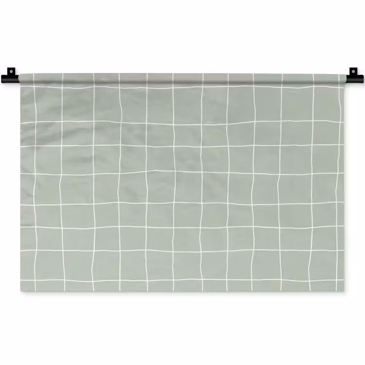 Ruitpatroon - Golvend - Groen Wandkleed katoen klein 269 -zz3d