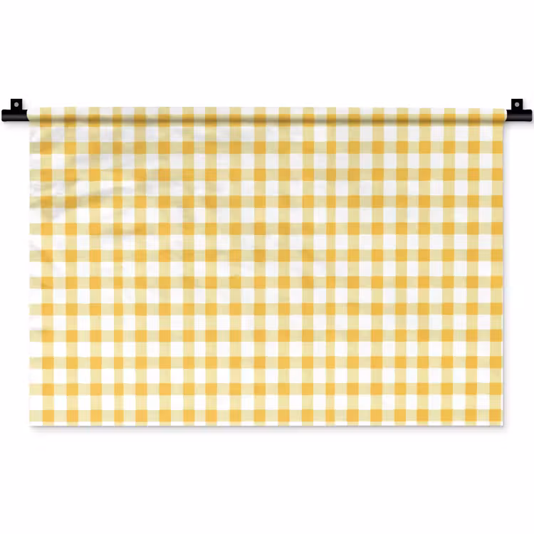Ruit - Gingham - Klassiek - Geel en Wit Wandkleed katoen klein 269 -zz3d