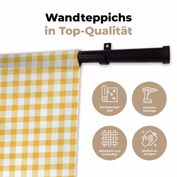 Ruit - Gingham - Klassiek - Geel en Wit Wandkleed katoen klein 269 -tsfeer2_DE