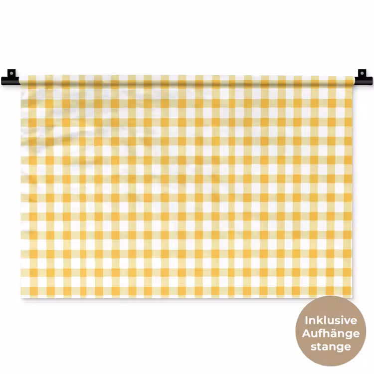 Ruit - Gingham - Klassiek - Geel en Wit Wandkleed katoen klein 269 -t3d_DE