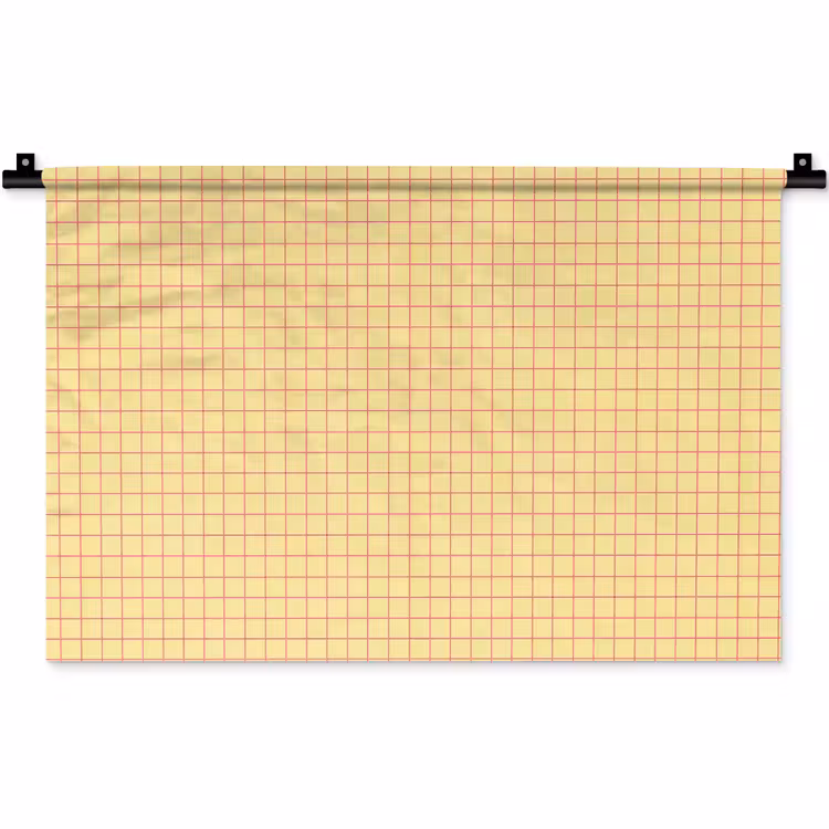 Ruitjes - Grid - Minimalistisch - Geel - Roze Wandkleed katoen klein 269 -zz3d