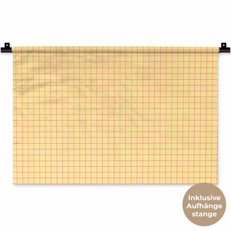 Ruitjes - Grid - Minimalistisch - Geel - Roze Wandkleed katoen klein 269 -t3d_DE