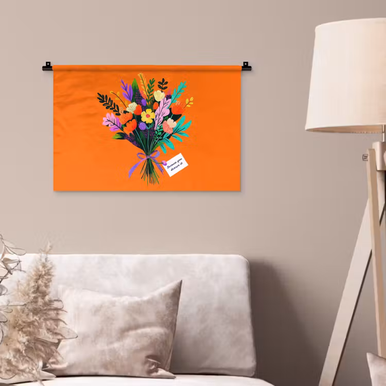 Kaartje - Boeket - Bloemen Wandkleed katoen klein -sfeer4