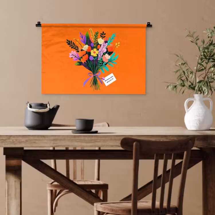 Kaartje - Boeket - Bloemen Wandkleed katoen klein -sfeer6
