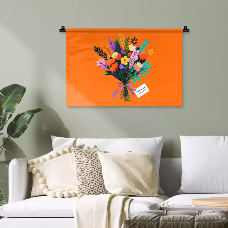 Kaartje - Boeket - Bloemen Wandkleed katoen klein -sfeer7
