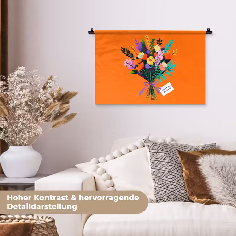 Kaartje - Boeket - Bloemen Wandkleed katoen klein -tsfeer1_DE