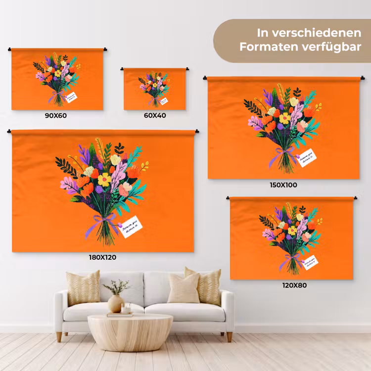 Kaartje - Boeket - Bloemen Wandkleed katoen klein -tsfeer8_DE