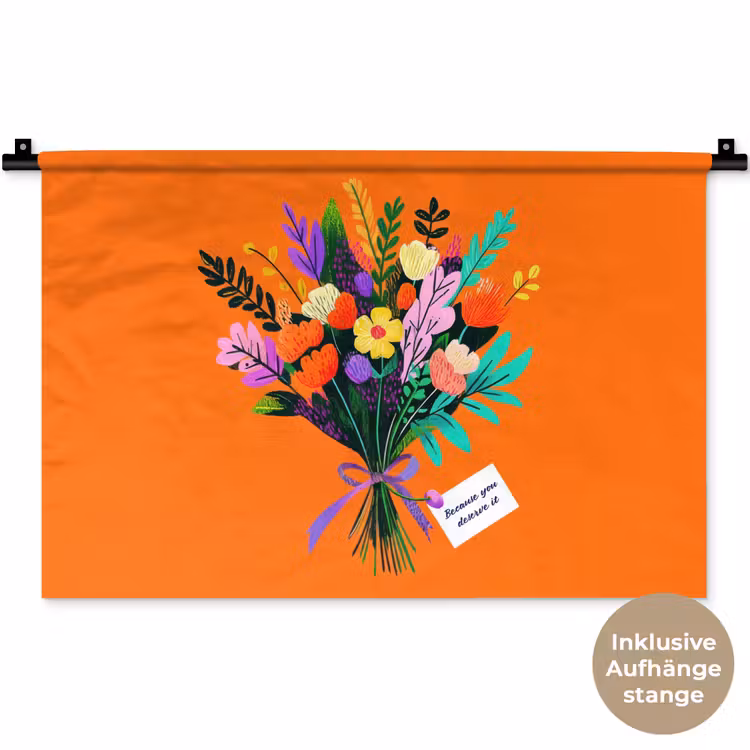 Kaartje - Boeket - Bloemen Wandkleed katoen klein -t3d_DE