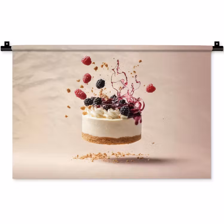 Cheesecake - Eten - Roze - Taart Wandkleed katoen klein -zz3d