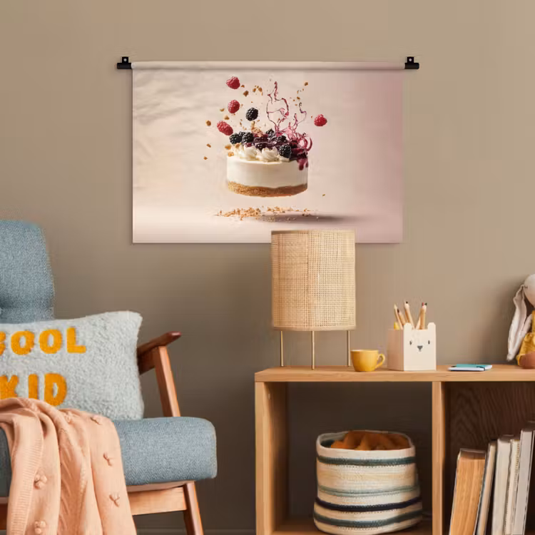 Cheesecake - Eten - Roze - Taart Wandkleed katoen klein -wsfeer4_kind