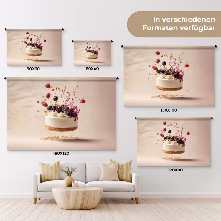 Cheesecake - Eten - Roze - Taart Wandkleed katoen klein -tsfeer8_DE