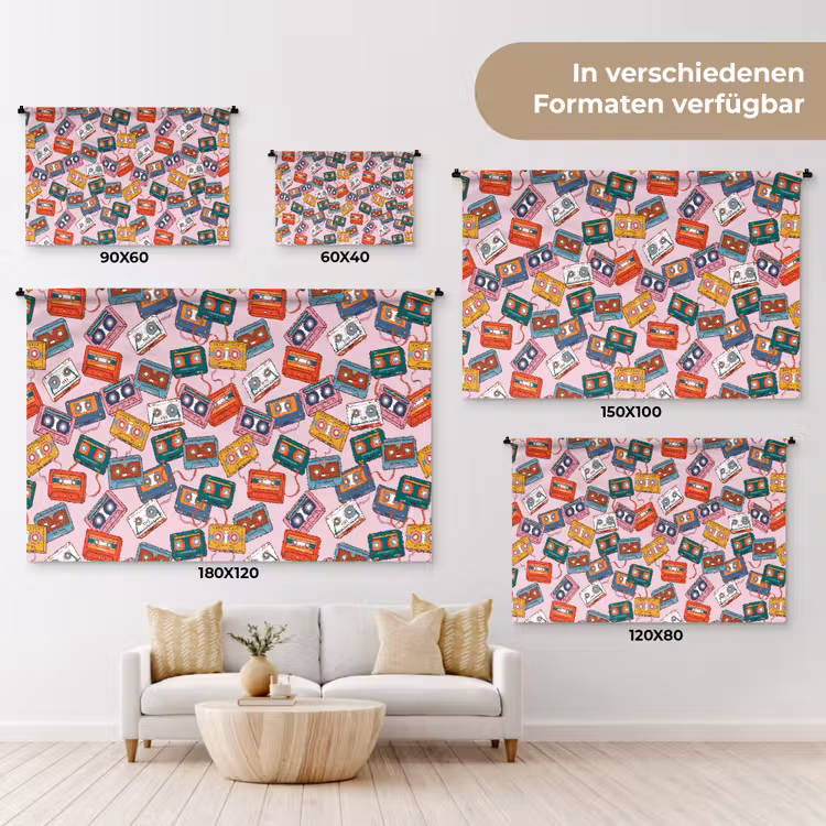 Cassette - Patroon - Roze Wandkleed katoen klein 269 -tsfeer8_DE
