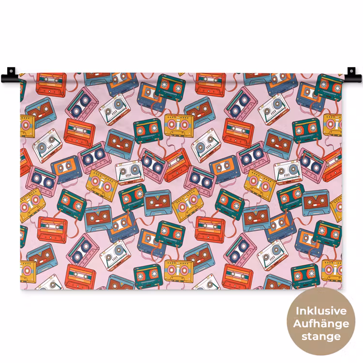 Cassette - Patroon - Roze Wandkleed katoen klein 269 -t3d_DE