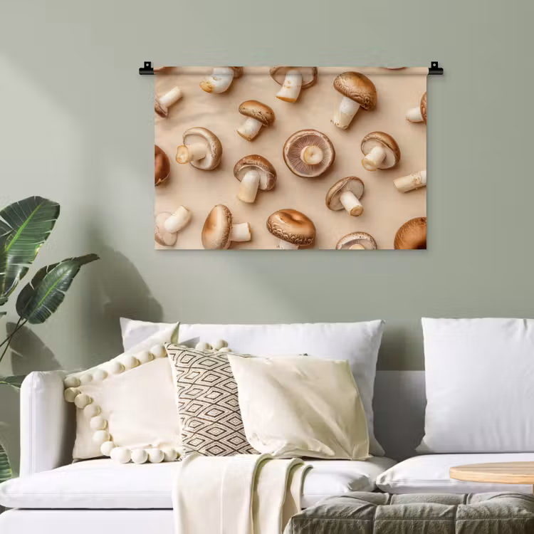 Kastanje Champignons - Beige Wandkleed katoen klein -sfeer7
