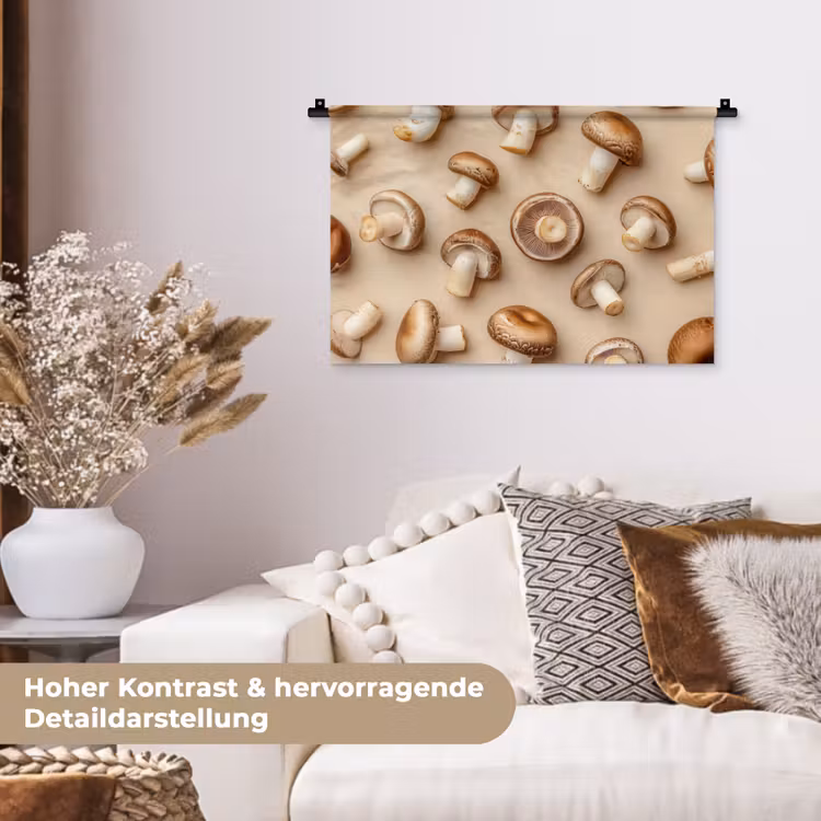 Kastanje Champignons - Beige Wandkleed katoen klein -tsfeer1_DE