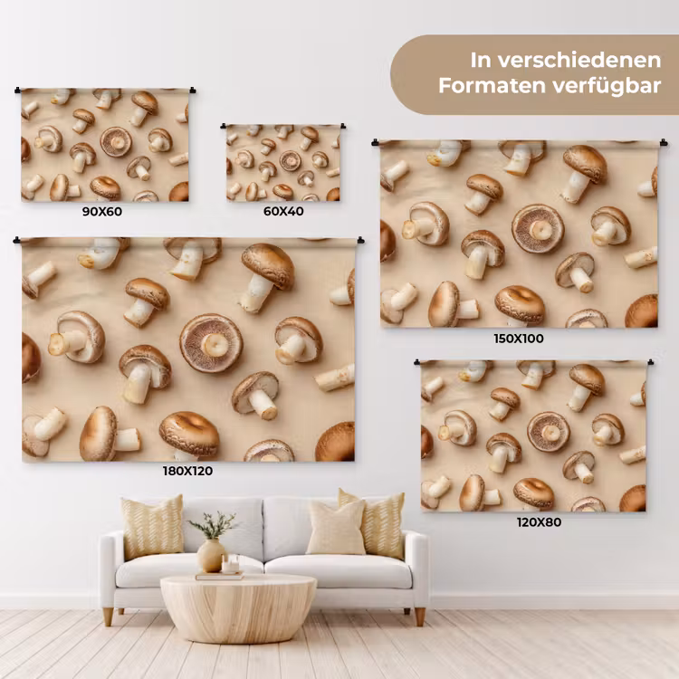 Kastanje Champignons - Beige Wandkleed katoen klein -tsfeer8_DE