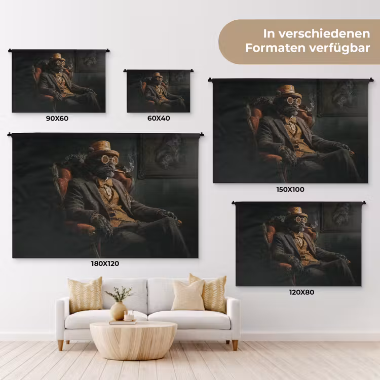 Kat - Pak - Oranje - Sigaar Wandkleed katoen klein -tsfeer8_DE