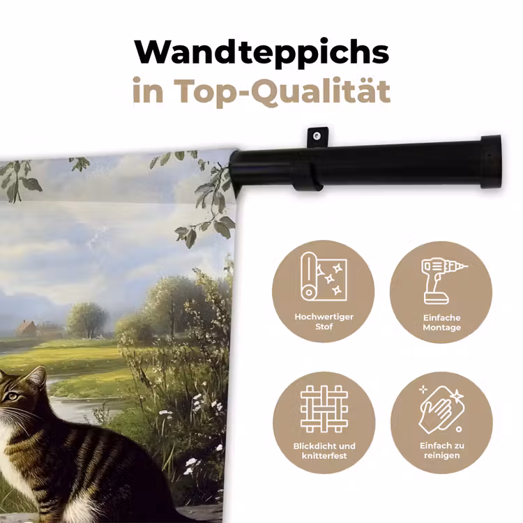 Kat - Beekje - Weide Wandkleed katoen klein -tsfeer2_DE