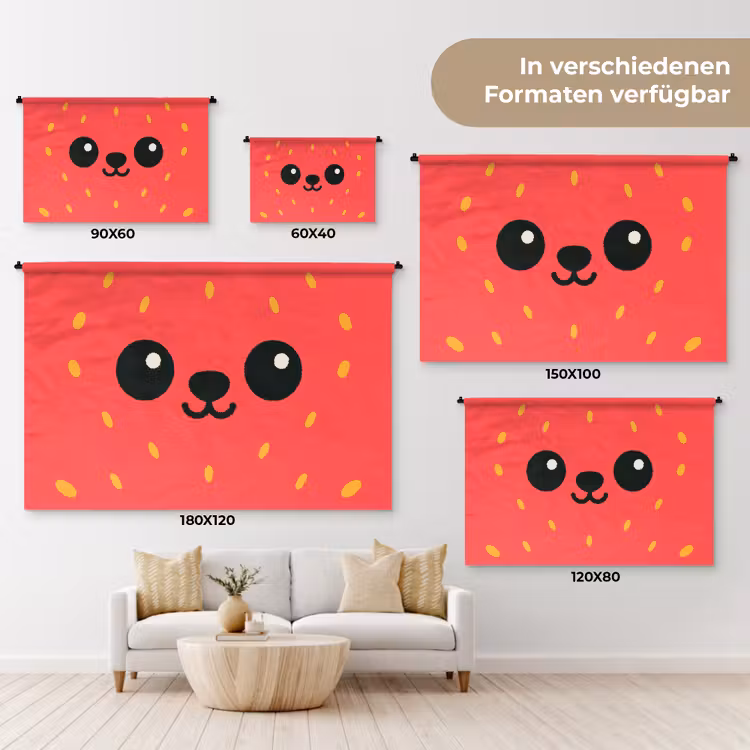 Kat - Aardbei - Cartoon Wandkleed katoen klein -tsfeer8_DE