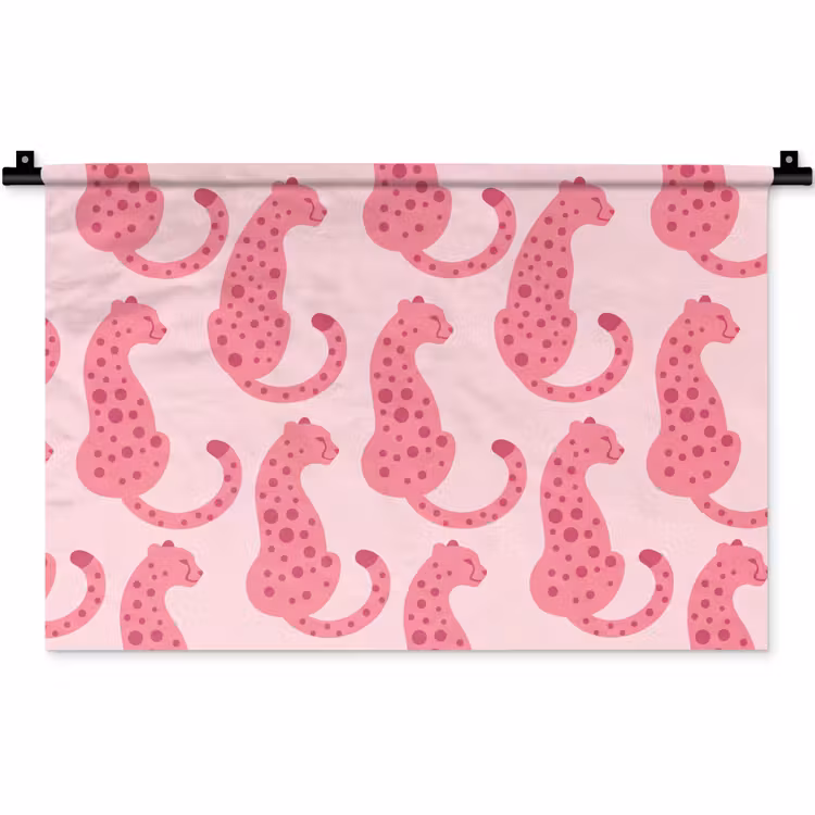 Kat - Gevlekt - Dieren - Patroon - Roze Wandkleed katoen klein -zz3d