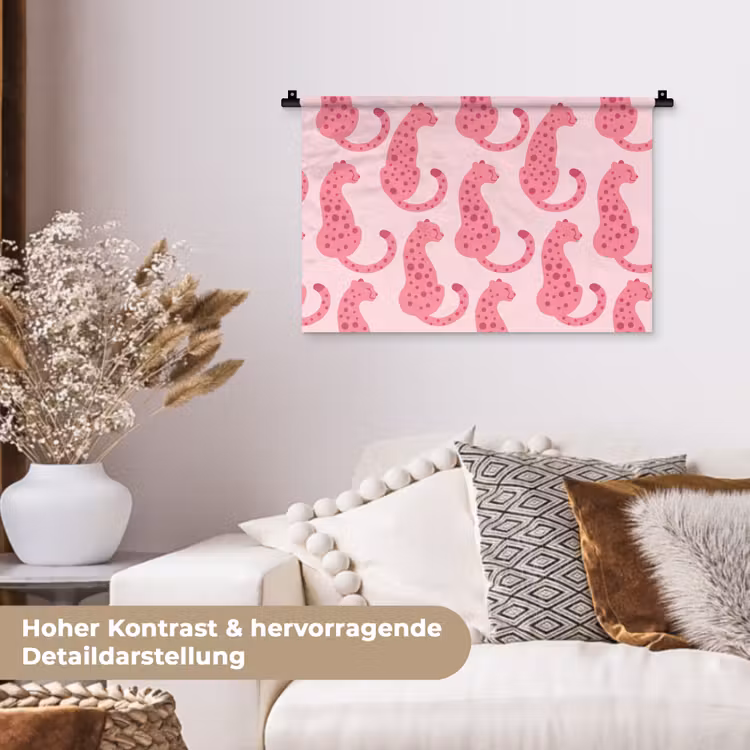 Kat - Gevlekt - Dieren - Patroon - Roze Wandkleed katoen klein -tsfeer1_DE