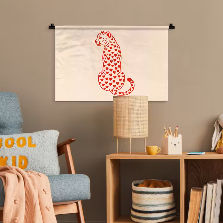 Kat - Harten - Dieren - Modern - Rood Wandkleed katoen klein -wsfeer4_kind