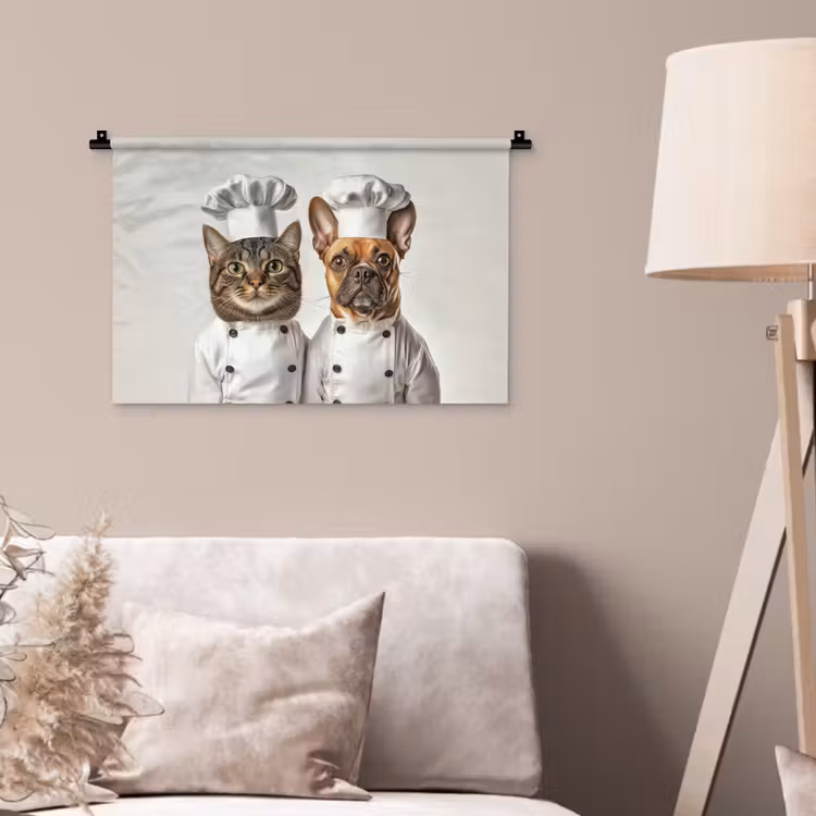 Kat - Hond - Kokskleding Wandkleed katoen klein -sfeer4