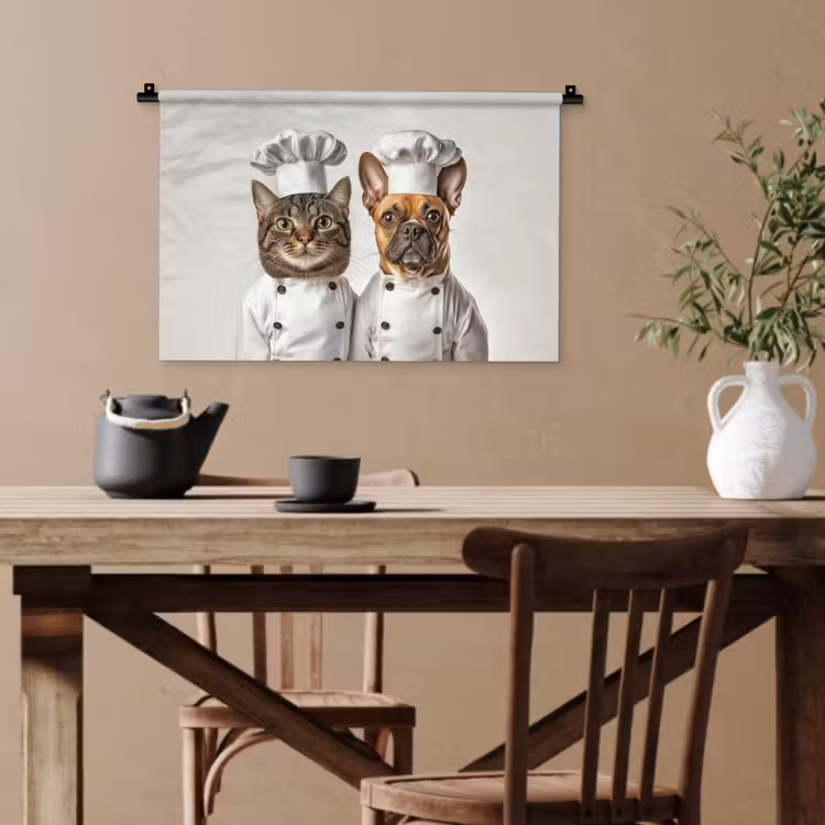 Kat - Hond - Kokskleding Wandkleed katoen klein -sfeer6
