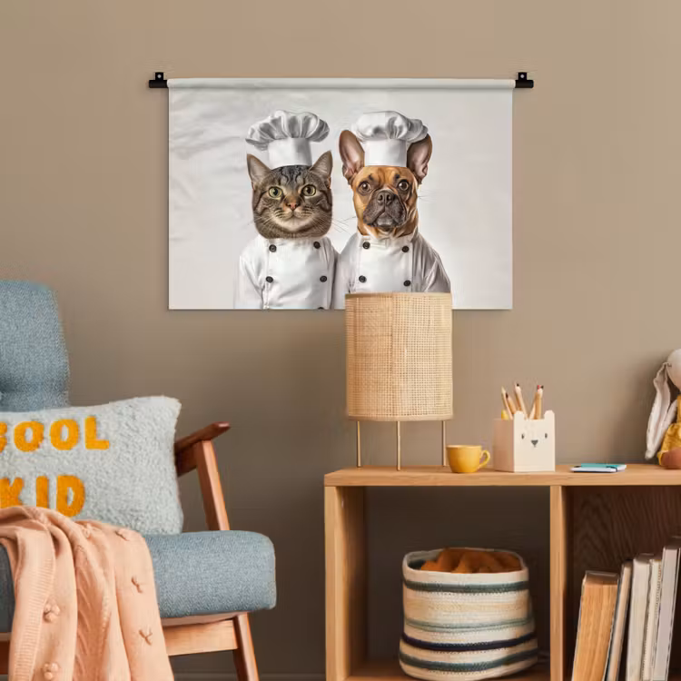 Kat - Hond - Kokskleding Wandkleed katoen klein -wsfeer4_kind
